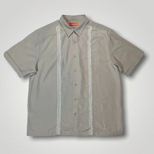 Chispa Mens Embroidered Button Up Beige Shirt XL